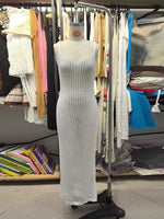 Sexy U Hollow Backless Slim Sleeveless Maxi Dress Hot Woman's See-through Wrap Hip Beach Evening Dress Solid Vacation Robe Dress