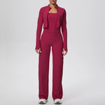 Yoga Set 3PCS Women Workout Sets Sportswear Gym Clothing Fitness zipper Long Sleeve High Waist Leggings Sports Suits Yoga Suit