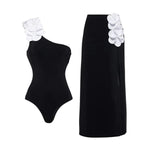 2Pcs Laser Flower Swimsuit Sexy Women Bikini Bandeau Biquini Female Push Up Swimwear Ptachwork Bathing Suits Bodysuit Beachwear