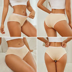FINETOO 4Pcs Women'sCotton Panties Sexy Breathable Low WaistBriefs Letter Straps Underwear Soft Stretch Comfortable Lingerie