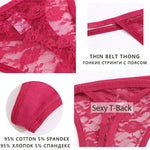 5PCS Sexy Lace Cotton Floral G-String Transparent Thong Seamless Women Low Waist Panties Underwear Solid Color Lingere Intimates
