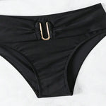 Solid Color High Waist Two Piece Swimsuit for Women U-neck Suspender Backless Bikini Set Beach Vacation Bathing Suit 2025 New