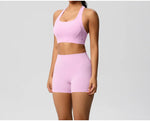2PCS Yoga Set Gym Clothes Sportswear Women Tracksuit Fitness Tracksuit Workout Suit Sports Bra Gym High Waist Push Up Shorts