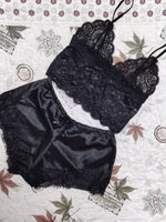 2 Pieces Pajamas Set for Women Sleepwear Sexy Lingerie Lace Silk Crop Tops and Shorts Sets Casual Nightwear Pijamas