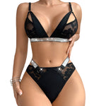 2pcs Sexy Bras and Panties Sets Shiny Wire-Free No Pad Bras Erotic Female Underwear Set Sexy Lingerie 3/4 Cup Size Brassiere