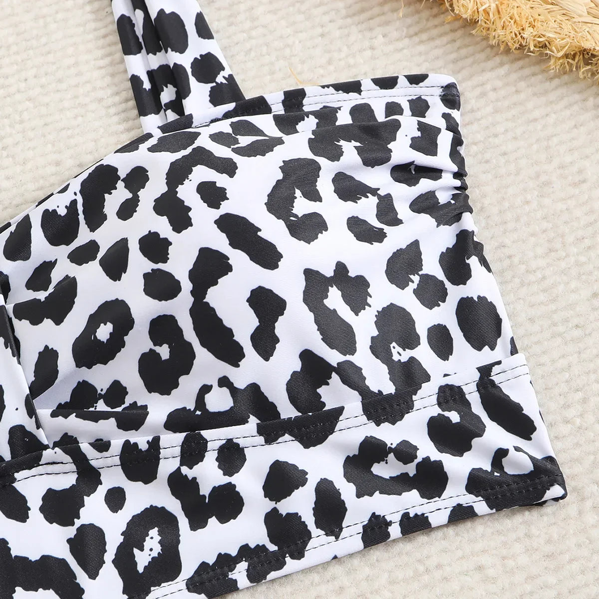 Vintage Black Leopard Print Bikini Set 2025 Women Drawstring Side High Waist Panties Swimsuit Bathing Suit Swimwear Beachwear