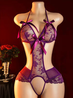 Sexy Lingerie Woman Lace Transparent Underwear Sexua Temptation Teddy Lingerie Deep V Open Bra Hot Dress Crotchless Bodysuits