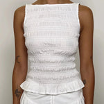 Women Tank Tops Solid Color Ruched Casual Vests Summer Fashion Sleeveless Tops Streetwear