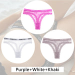 3Pcs/set Lace Thongs Women Floral G-string Underwear Trendy Letter T-Back Underpants Sexy Low Waist Bikini Panties Ladies Panty