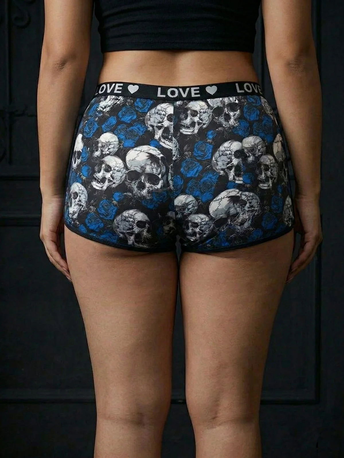 1XL-4XL Women Seamless Panties High-waisted Boyshorts Gothic Skull Soft Breathable Stretch Underwear for Women