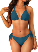 2026 Print Sexy Bikini Sets Halter Lace-up Tops Thongs Beach Style Bathing Suit Y2k Swimsuits Women Beachwear Купальник Женский