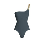 Deep V Neck Swimsuit With Cover Up Sexy Women Swimwear One Shoulder Bikini Female Belt Swimming Suit Shiny Bodysuit Beachwear