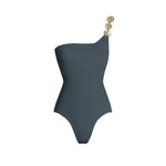 Deep V Neck Swimsuit With Cover Up Sexy Women Swimwear One Shoulder Bikini Female Belt Swimming Suit Shiny Bodysuit Beachwear