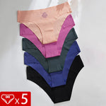 5pcs Ultra-thin Seamless Underwear Women's Invisible Panties Sexy Ice Silk Briefs Low Waist Breathable Stretchy Soft Lingerie