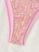 2026 Shiny Sequins Bikini Set Women's Triangle Wrapped Swimsuit Two-piece Lace-up Swimwear Sexy Micro Thong Bathing Suit Biquini