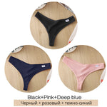 3Pcs/Set Women Cotton Thongs Panties Sexy Low Waist G-String Briefs Ladies Brazilian Lingerie Girls Breathable Intimates Bikini