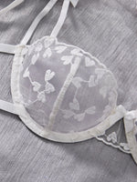 French Lace Heart Bra Set Girls Sexy Women Bralette Adjustable Transparent Embroidery Underwear Thong Bras Lingerie Panties Sets