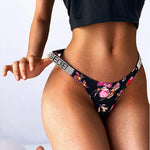 Letter Sexy Panties Women Thongs Rhinestones Diamonds G-string Sports Thong Low Waist Shorts Briefs T-back Fitness S-XL