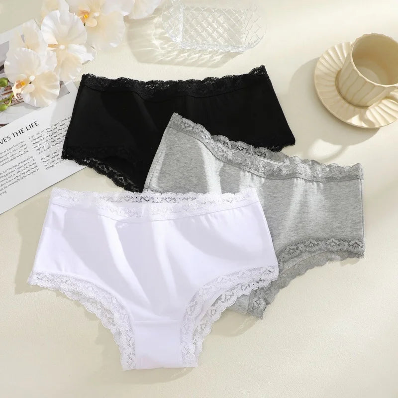 3Pcs/Set Women's Seamless Cotton Briefs Women Panties Solid Color Breathable Underwear Female Low Waist Soft Lingerie S-XXL