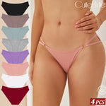 4PCS/Set Women Cotton Panties Sexy Low Waist Briefs Female Soft Breathable Underwear Button Design Fashion Comfortable Lingerie