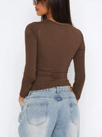 Women's Casual Solid Color Basic Slim Fit Long Sleeve T-Shirt Comfort O-Neck Crop Top Spring/Fall Streetwear