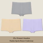 3Pcs Women's Seamless Sports Boxer Underwear Female Solid Color Panties Comfortable Briefs Cozy Lingerie Intimate Underpant S-XL