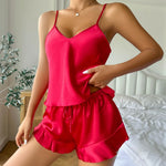 Female 3PCS Pajamas Set Kimono Bathrobe Gown Spring Summer New Sleepwear Strap Top&shorts Lingerie Loose Silk Satin Home Wear