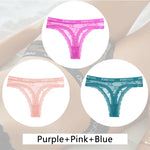 New 3Pcs Lace Thongs Women Floral G-string Underwear Trendy Letter T-Back Underpants Sexy Low Waist Bikini Panties Ladies Panty