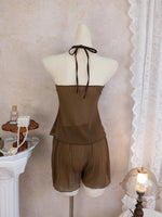 Sexy Coffee Bikini Set 2026 Women Luxury Pearls Strap Cover Up High Waist Short Two Piece Swimsuit Beach Bathing Suit Swimwear