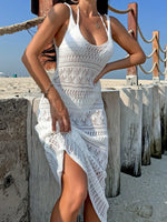 Elegant Temperament Women's Fashion Hollow Out Maxi Dress Cover up Skirt Suspender Skirt Showing Body Waistline Free Bikini