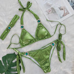 Glossy Sexy Bikinis 2026 Swimsuit With Rhinestones Women Swimwear Female Push Up Bikini Beach Swim Wear Bathing Suit Pool Bather