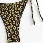 Sexy Orange Leopard Print Bikini Set 2024 Women Halter Push Up Bra Tie Side Thong Swimsuit Summer Backless Bathing Suit Swimwear