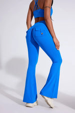 DIAS FIT JOY Women's pocket bell bottoms yoga high waisted hip lifting fitness pants quick drying running exercise fitness gym
