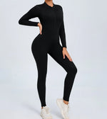 Hearuisavy Summer V Back Sports Jumpsuit Yoga Clothes Rompers Women Long Sleeveles Workout Bodysuits Backless One-piece Suit