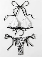 Sexy Zebra Striped Bikini Women Halter Push Up Triangle Swimsuit Brazilian Summer Bathing Suit Micro Swimwear 2025 Swimming Suit