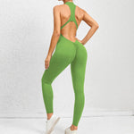 2026 Pad Sleeveless Deep V Exercise Gym Yoga Set One Piece Jumpsuit Women Sport Workout Fitness Scrunch Shorts Active Wear XP301