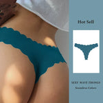 Women Sexy Seamless Panties Wavy Design Ultra-thin Panties Women Ice Silk Underwear Sexy Panty Low Waist G-string Female Solid