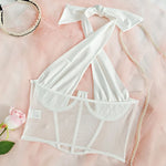 Phantasy Sexy Halter White Tank Top Women Fashion Hollow Out Crop Top Hotsweet Night Out Sweetwear 2026 Summer Women Clothing