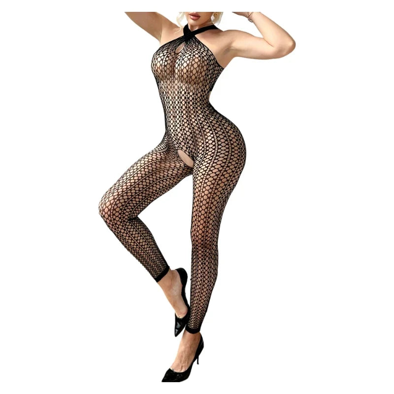 Sexy Woman Lingerie Hot Fishnet Bodystocking EroticNightdress Crotchless Sexy Women's Underwear Lace Bodysuit Cosplay Costume
