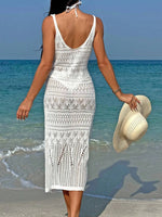 Elegant Temperament Women's Fashion Hollow Out Maxi Dress Cover up Skirt Suspender Skirt Showing Body Waistline Free Bikini