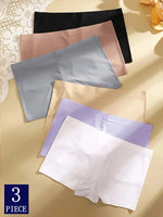 3Pcs Women's Seamless Sports Boxers Underwear Female Solid Color Panties Comfortable Brief Cozy Lingerie Intimate Underpant S-XL