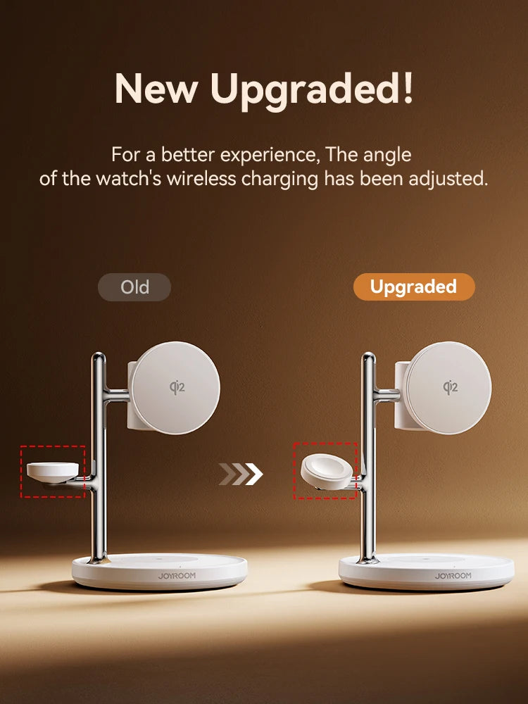 Joyroom 4-in-1 Qi2 Fast 15W Wireless Charger Magnetic Charging Station For iPhone 16-12 Series For iWatch For AirPods 4/3/2/Pro