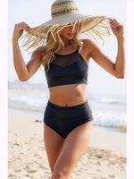 2026 Sexy Strappy Bikini High Waist Swimsuit Women Black Mesh Swimwear Female Bathers Bathing Swimming Suit Padded Beachwear