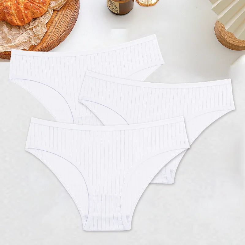 3PCS Women's Cotton Briefs Panties Female Sexy Low Waist Underwear M-XL Breathable Panty Girls Comfortable Intimates Lingerie