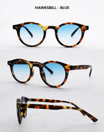 Vintage Rice Nail Round Sunglasses Men Women Brand Hawksbill Blue Shades Eyewear Female Brand Design Sun Glasses Men oculos