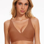 Leopard Print Deep V Seamless Wire-free Everyday Bra Comfortable and Breathable Full Cup Support Pink Leopard Print Bra Sostén