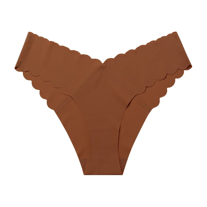 Ice Silk Ruffles Sexy Girls Briefs Seamless Women Panties Underwear T Back G String Yoga Fitness Thong Underpants Plus Size S-XL