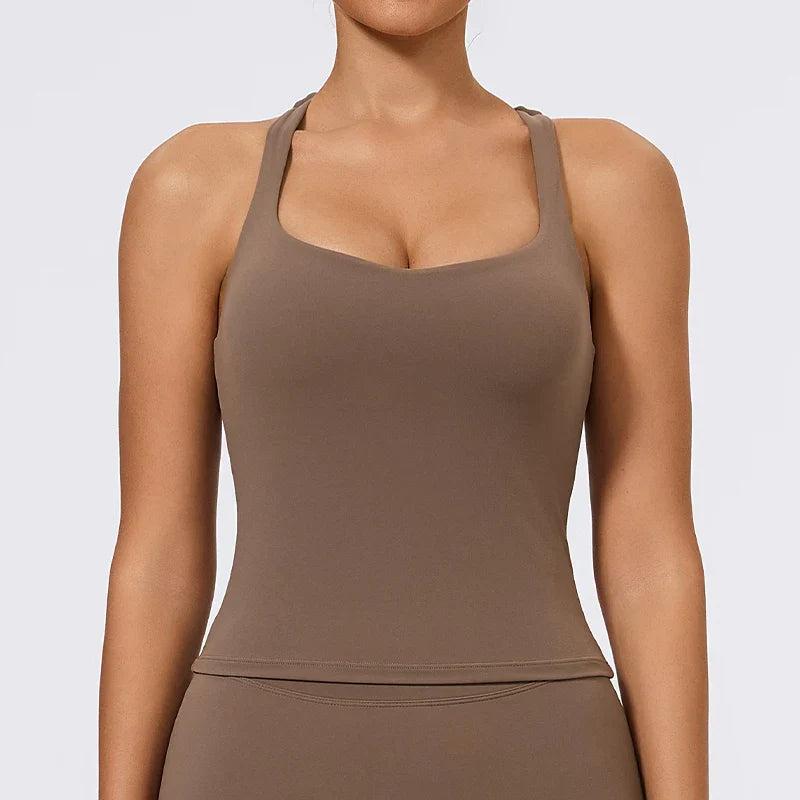 Hearuisavy Summer Woman Sports Vest I-Back Strap Design Gym Sportswear Breathable Quick Dry Fitness Tank Top Running Yoga Top