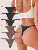 6PCS/SET Seamless Thong Women Thin Strap Low Waist High Flexibility Panties Sexy Ladies Briefs Comfortable Multicolor Underwear