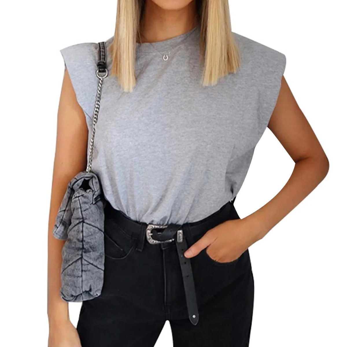 Fashion Women Ladies Solid T shirt Tops Sleeveless O neck Tops Summer Loose Casual Clothes S M L